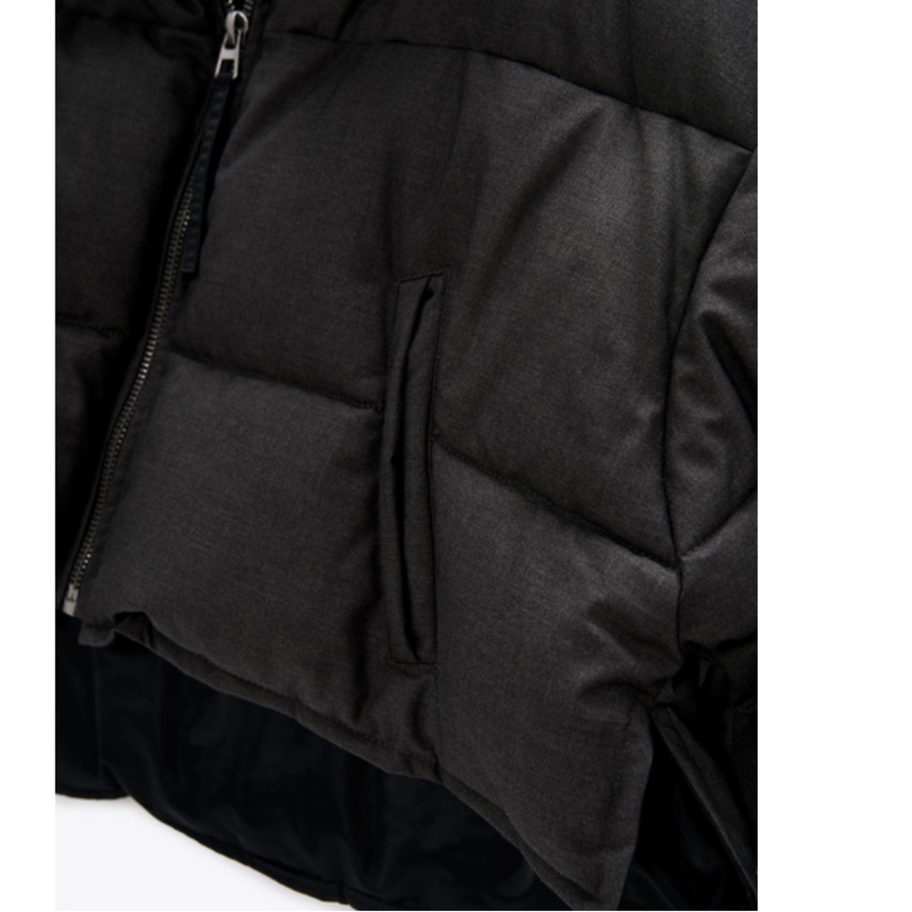 NEW Zara Contrasting High Neck Double Collar Puffer in Grey Size XS - Picture 4 of 16
